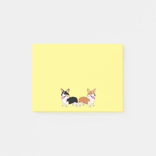 Twee Cartoons Welsh Corgis Post-it® Notes (Voorkant)
