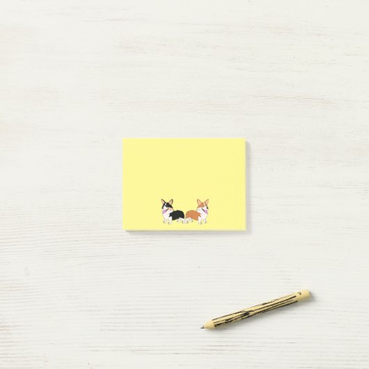 Twee Cartoons Welsh Corgis Post-it® Notes (Op bureau)