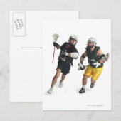 twee caucasische mannelijke lacrosse spelers uit briefkaart (Voorkant / Achterkant)