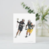 twee caucasische mannelijke lacrosse spelers uit briefkaart (Staand voorkant)