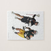 twee caucasische mannelijke lacrosse spelers uit legpuzzel (Horizontaal)