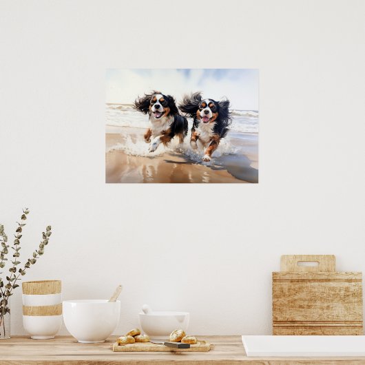 Twee Cavalier King Charles Spaniels Poster (Keuken)