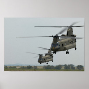 Twee CH-47 Chinese helikopters Poster