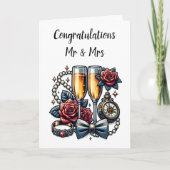 Twee champagneglazen, bruiloft kaart (Voorkant)