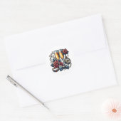 Twee champagneglazen, bruiloft ronde sticker (Envelop)
