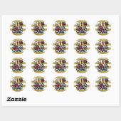 Twee champagneglazen, bruiloft ronde sticker (Vel)