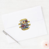 Twee champagneglazen, bruiloft ronde sticker (Envelop)