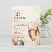 Twee Champaign-brillen 21e verjaardagsfeestje Kaart (Staand voorkant)