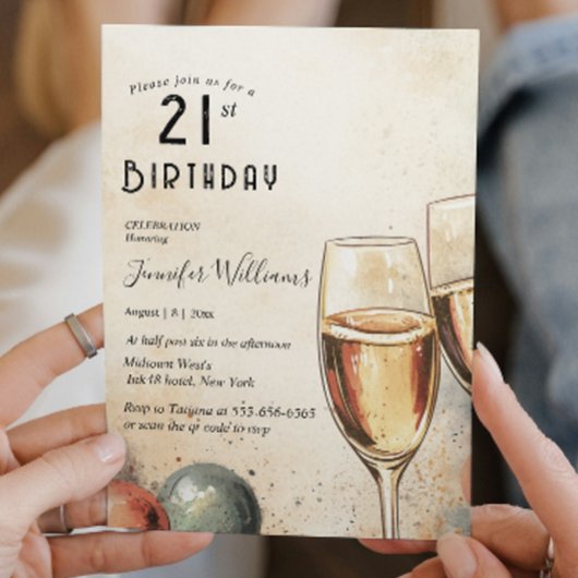 Twee Champaign-brillen 21e verjaardagsfeestje Kaart