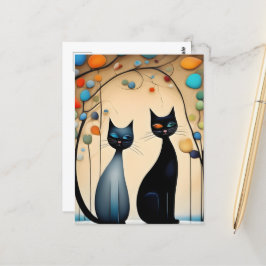 Twee charmante katten briefkaart