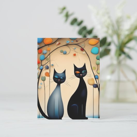 Twee charmante katten briefkaart (Staand voorkant)