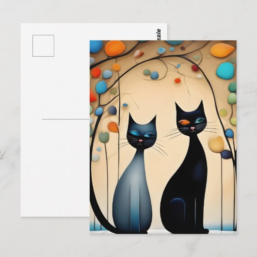 Twee charmante katten briefkaart (Voorkant / Achterkant)