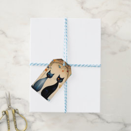 Twee charmante katten cadeaulabel