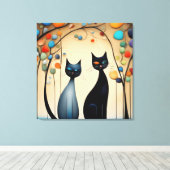 Twee charmante katten canvas afdruk (Insitu (Houten vloer))