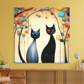 Twee charmante katten canvas afdruk (Insitu (Woonkamer))