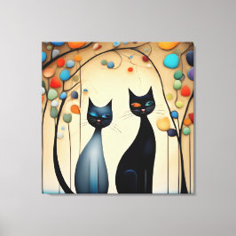 Twee charmante katten canvas afdruk
