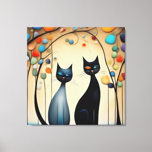 Twee charmante katten canvas afdruk (Voorkant)