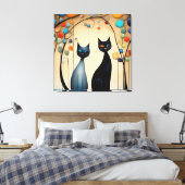 Twee charmante katten canvas afdruk (Insitu (Slaapkamer))