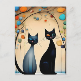 Twee charmante katten feestdagenkaart