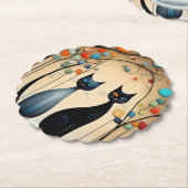 Twee charmante katten kartonnen onderzetters (Gekanteld)