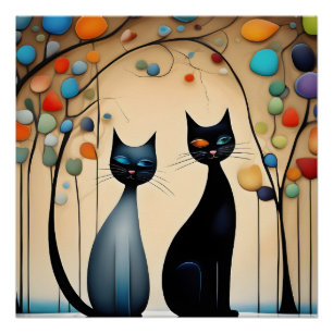 Twee charmante katten perfect poster