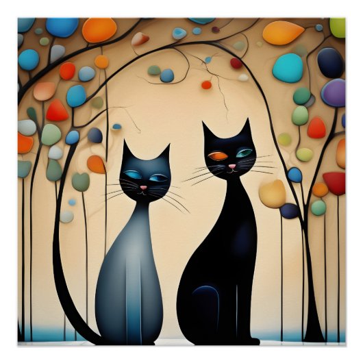 Twee charmante katten perfect poster (Voorkant)