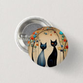 Twee charmante katten ronde button 3,2 cm (Voorkant /achterkant)
