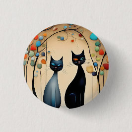 Twee charmante katten ronde button 3,2 cm