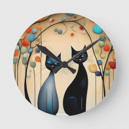 Twee charmante katten ronde klok