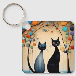 Twee charmante katten sleutelhanger