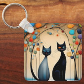 Twee charmante katten sleutelhanger (Voorkant)
