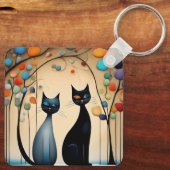 Twee charmante katten sleutelhanger (Achterkant)