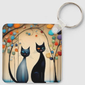 Twee charmante katten sleutelhanger (Achterkant)