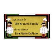 Twee chef-koks Eten Bereiding Labels (Voorkant)