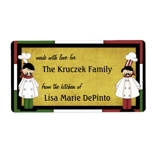 Twee chef-koks Eten Bereiding Labels (Voorkant)