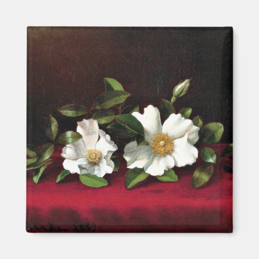 Twee Cherokee-Rozen op Red Velvet, Magneet (Voorkant)