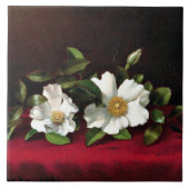 Twee Cherokee-Rozen op Red Velvet, Tegeltje (Voorkant)