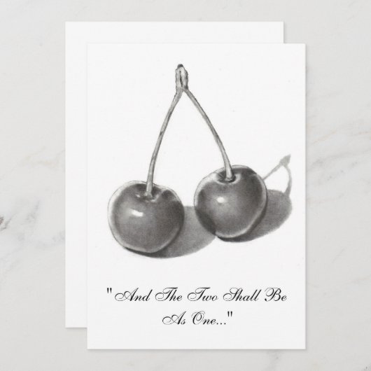 TWEE CHERRIA: POTLOOD: WEDINGINVITATIE KAART (Voorkant / Achterkant)