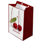 Twee Cherries Design Gift Bag Medium Cadeauzakje (Voorkant Gekanteld)