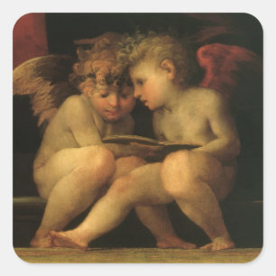 Twee cherubijnen lezen door Rosso Fiorentino, enge Vierkante Sticker