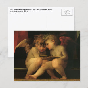Twee cherubijnen lezend door Rosso Fiorentino, eng Briefkaart