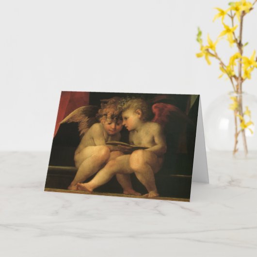 Twee Cherubs Lezing door Rosso Fiorentino, Angels Kaart (Gele Bloem)