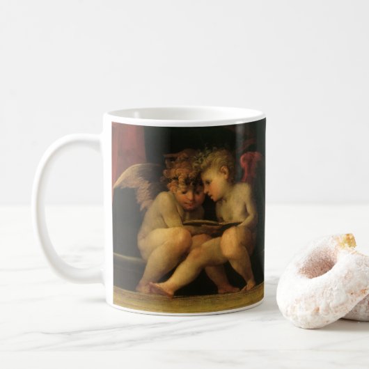 Twee Cherubs Lezing door Rosso Fiorentino, Angels Koffiemok (Met donut)