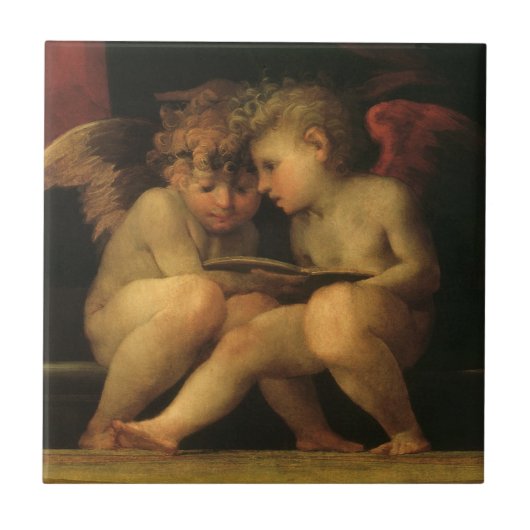 Twee Cherubs Lezing door Rosso Fiorentino, Angels Tegeltje (Voorkant)