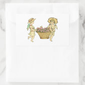 Twee Cherubs met bloemen Rechthoekige Sticker (Tas)
