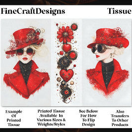 Twee chic Steampunk-vrouwen in rood CH4 decoupage Tissuepapier
