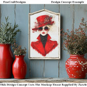 Twee chic Steampunk-vrouwen in rood CH4 decoupage Tissuepapier
