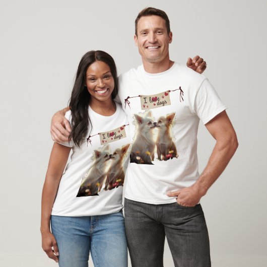 Twee Chihuahua honden in een kleurrijke bloementui T-shirt (Unisex)