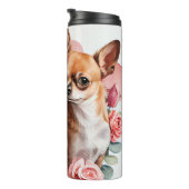 Twee Chihuahua's met bloemen liefhebbers Thermosbeker (Geroteerd rechts)