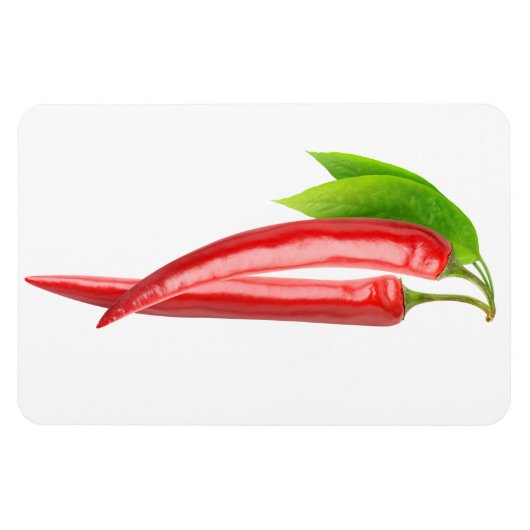 Twee chillies met blad magneet (Horizontaal)